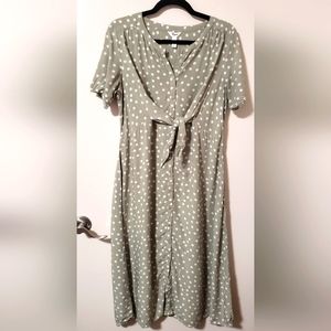 Green and White Polka Dot Maternity Dress